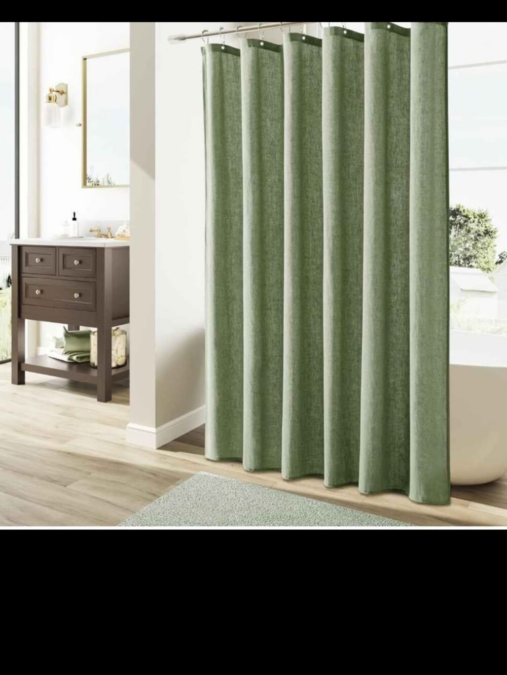 Naturoom Long Shower Curtain 96 Length,72x96 Inch Long Linen Fabric Weighted Sho